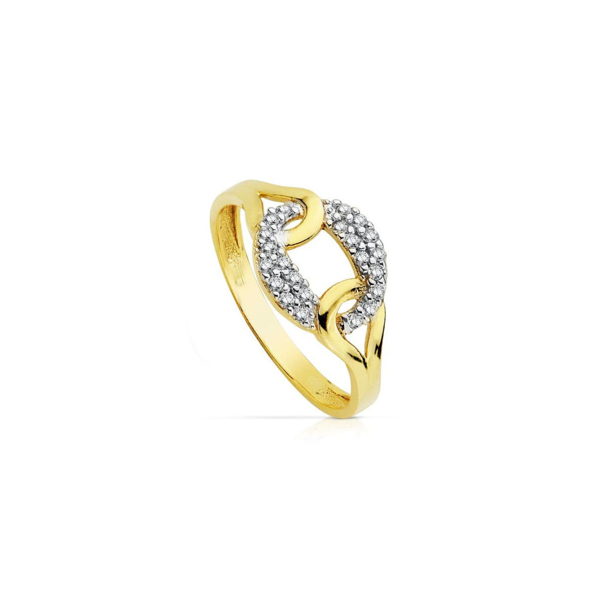 18K SORTIJA ORO BICOLOR CON CIRCONITAS.