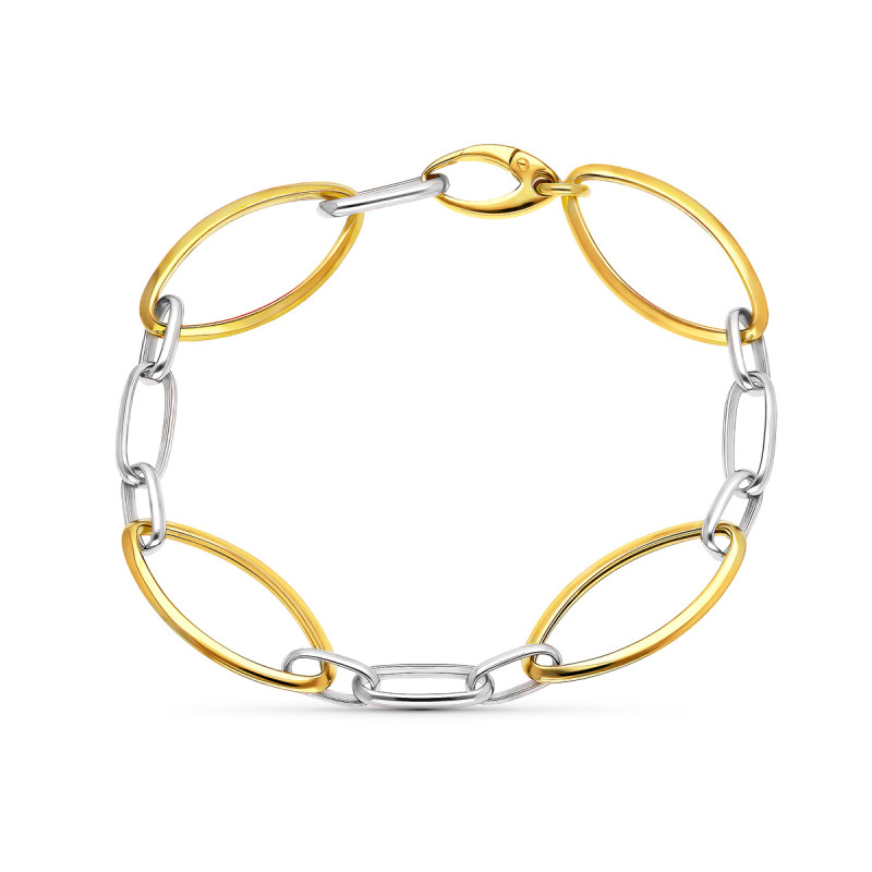 18K PULSERA ORO BICOLOR ESLABONES