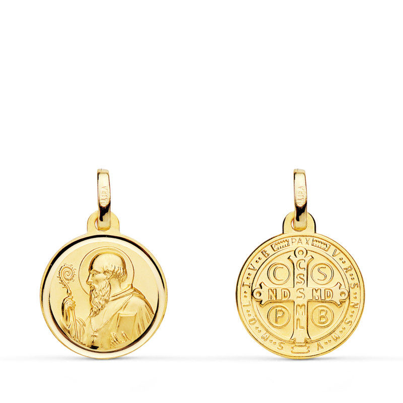 18K ESCAPULARIO ORO AMARILLO SAN BENITO BISEL 14 MM
