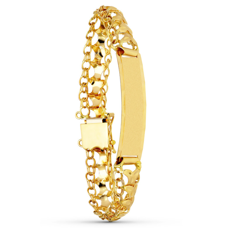 18K PULSERA ORO AMARILLO PRINCESA PLACA CHAPA