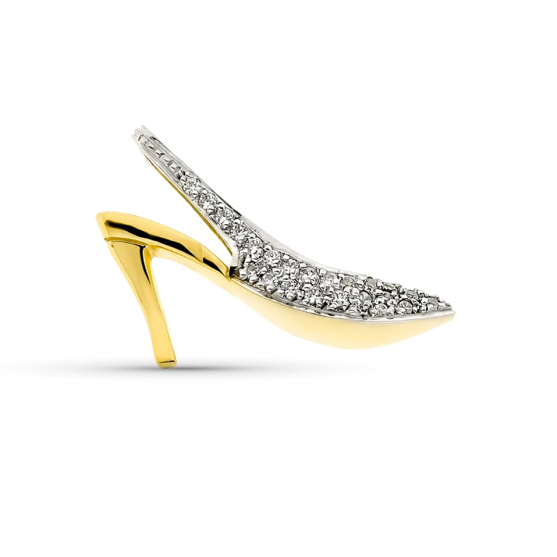 18K COLGANTE ORO AMARILLO ZAPATO CON CIRCONITAS