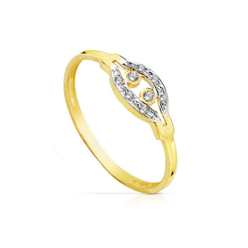 18K SORTIJA ORO BICOLOR CIRCONITAS