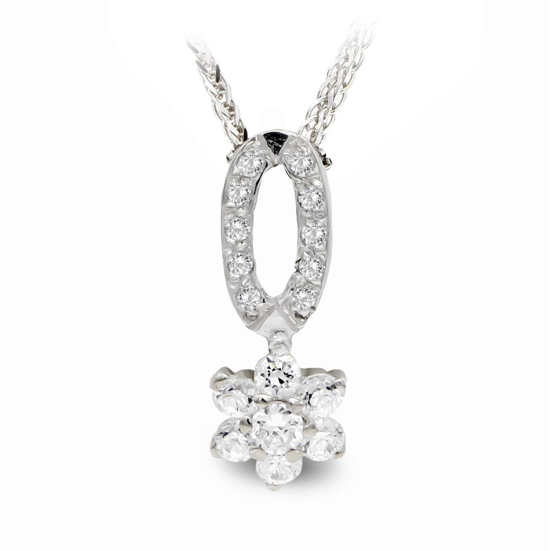 18K COLLAR ORO BLANCO Y CIRCONITAS 45CM