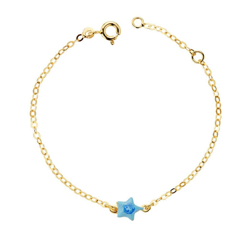 18K PULSERA ORO AMARILLO BEBE ESTRELLA ESMAL.14CM