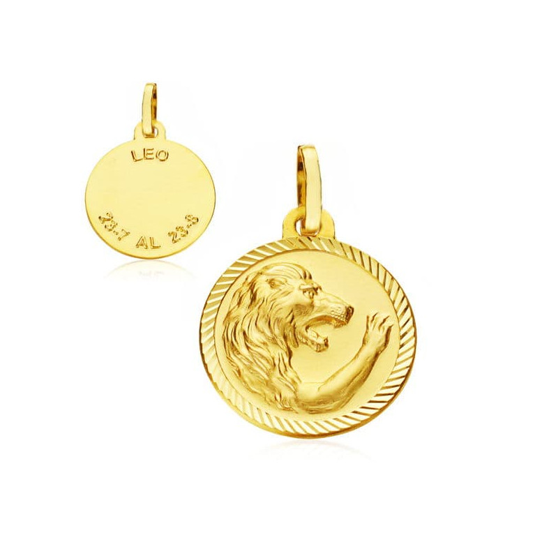 18K PLACA HOROSCOPO ORO AMARILLO LEO 16 MM