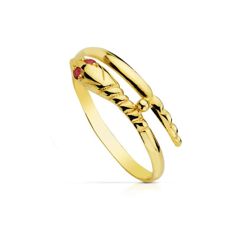 18K SORTIJA SERPIENTE ORO AMARILLO 1 VUELTA RUBI