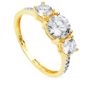 18K SORTIJA TRESILLO ORO AMARILLO PIEDRAS 6 DE 4 MM CIRCONITAS 18K SORTIJA TRESILLO ORO AMARILLO PIEDRAS 6 DE 4 MM CIRCONITAS