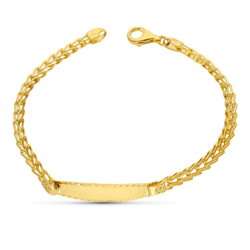 18K ESCLAVA ORO AMARILLO ESPIGA 18CM