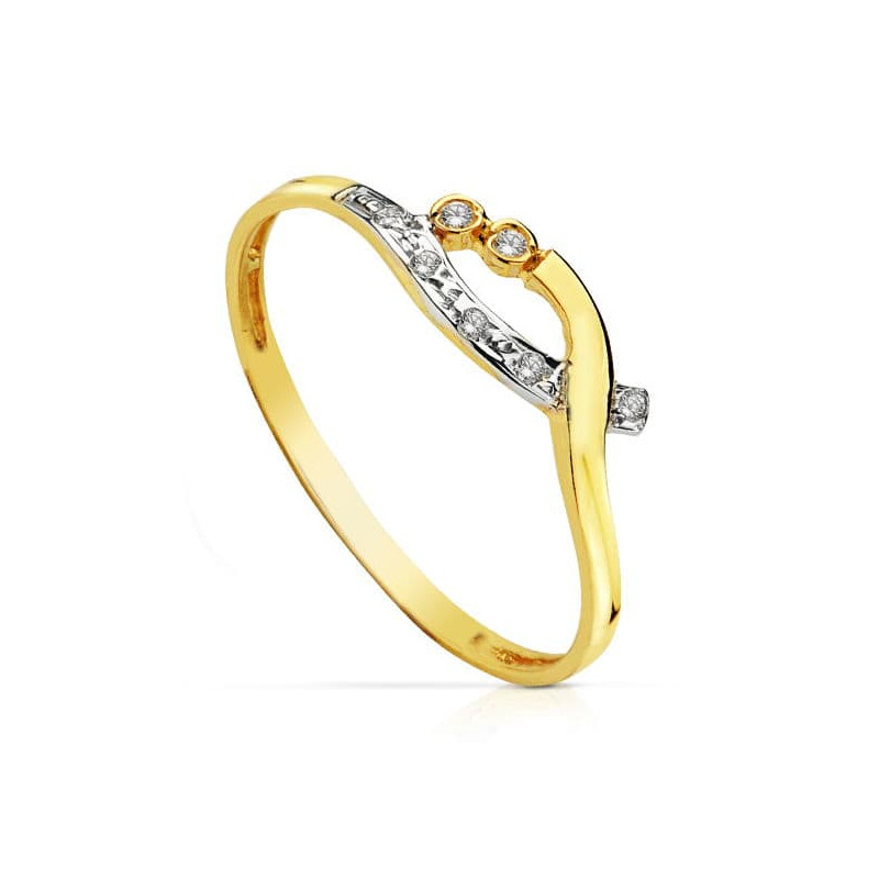 18K SORTIJA ORO BICOLOR CIRCONITAS