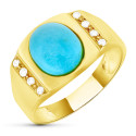 18K SORTIJA ORO AMARILLO TURQUESA OVAL 10X8MM CON CIRCONITAS 18K SORTIJA ORO AMARILLO TURQUESA OVAL 10X8MM CON CIRCONITAS