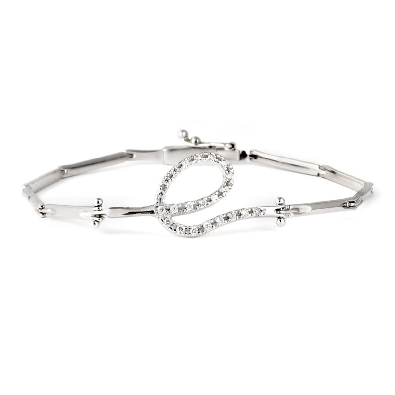 18K PULSERA ORO BLANCO ESLABONES CON CIRCONITAS