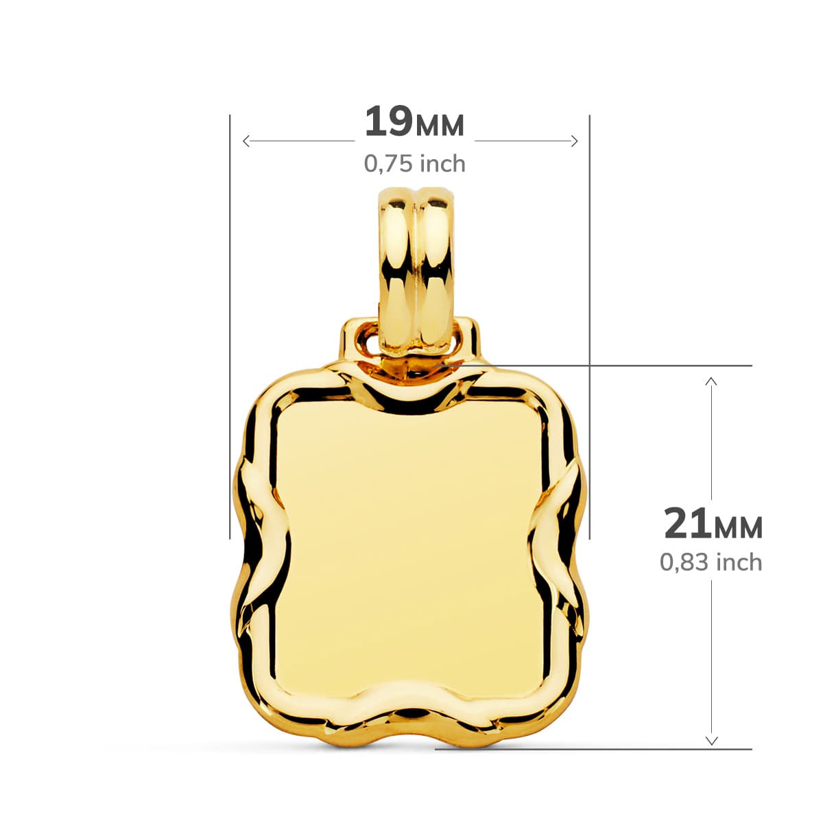 9K PLACA CHAPA ORO AMARILLO RECTANGULAR 23X19 MM