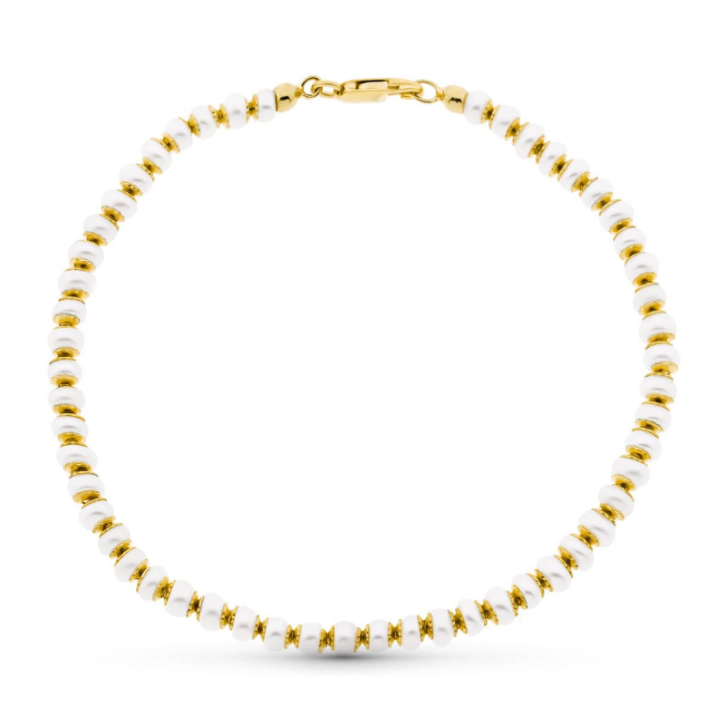 18K PULSERA ORO AMARILLO PERLA 18.5 CM