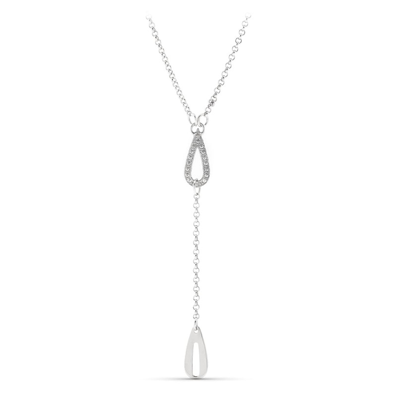 18K GARGANTILLA ORO BLANCO GOTA CON CIRCONITAS