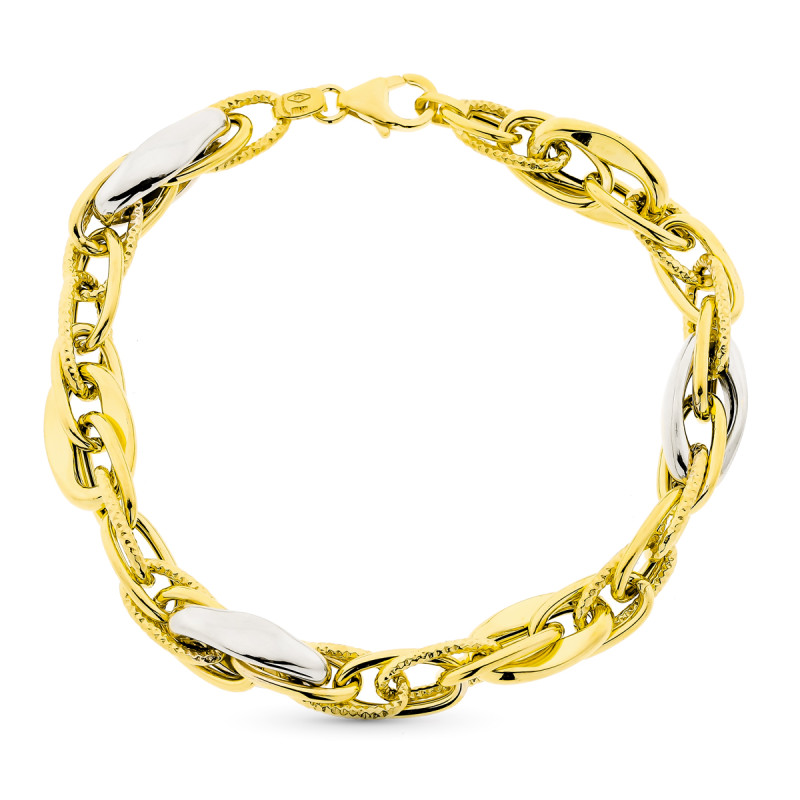 9K PULSERA ORO BICOLOR 20CM