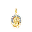 18K MEDALLA ORO AMARILLO ORO BICOLOR VIRGEN NIÑA CORONA CON CIRCONITA 21X14 MM 18K MEDALLA ORO AMARILLO ORO BICOLOR VIRGEN NIÑA CORONA CON CIRCONITA 21X14 MM