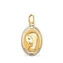 18K MEDALLA ORO AMARILLO OVAL VIRGEN NIÑA CON BORDE TALLADO Y CALADO 19X12 MM 18K MEDALLA ORO AMARILLO OVAL VIRGEN NIÑA CON BORDE TALLADO Y CALADO 19X12 MM