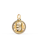 18K MEDALLA ORO AMARILLO VIRGEN NIÑA REDONDA TALLADA MATE Y BRILLO. MEDIDA: 16 MM 18K MEDALLA ORO AMARILLO VIRGEN NIÑA REDONDA TALLADA MATE Y BRILLO. MEDIDA: 16 MM