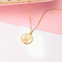 18K MEDALLA ORO AMARILLO VIRGEN NIÑA NACAR REDONDA 17 MM