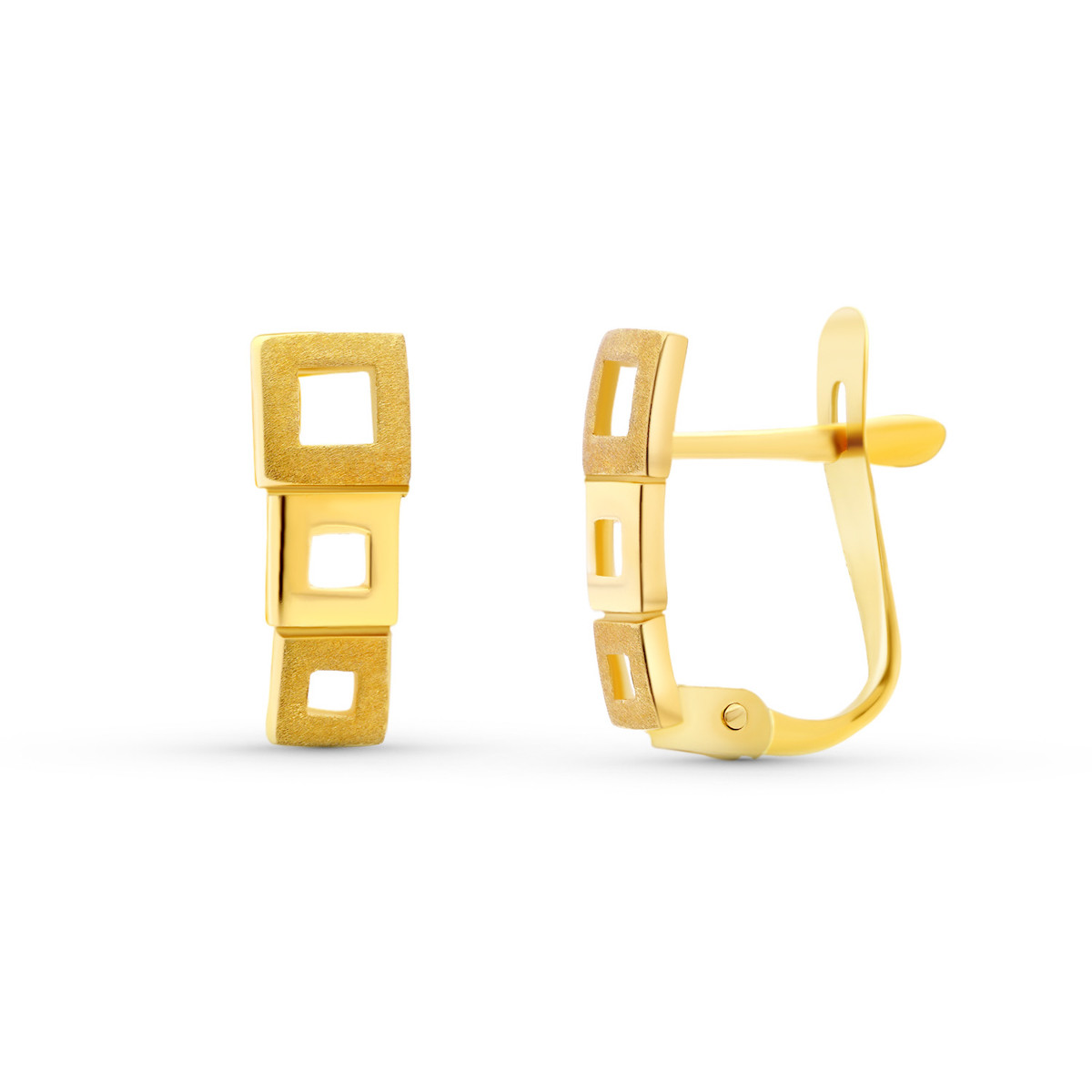 18K PENDIENTES ORO AMARILLO CUADRADOS 11X4 MM. CIERRE CATALAN