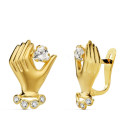 18K PENDIENTES ORO AMARILLO MANO Y CIRCONITA 17X11 MM CIERRE CATALAN 18K PENDIENTES ORO AMARILLO MANO Y CIRCONITA 17X11 MM CIERRE CATALAN