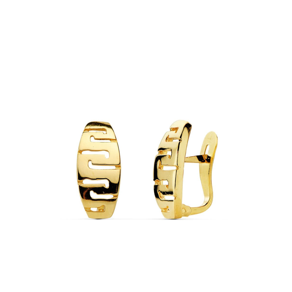 18K PENDIENTES ORO AMARILLO GRECA 13X6 MM CIERRE CATALAN