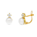 18K PENDIENTES ORO AMARILLO PERLA Y CIRCONITA 10X5 MM CIERRE CATALAN 18K PENDIENTES ORO AMARILLO PERLA Y CIRCONITA 10X5 MM CIERRE CATALAN