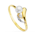 18K SORTIJA ORO BICOLOR CON PERLA 4,5 MM Y CIRCONITAS. ANCHO: 8,5 MM 18K SORTIJA ORO BICOLOR CON PERLA 4,5 MM Y CIRCONITAS. ANCHO: 8,5 MM