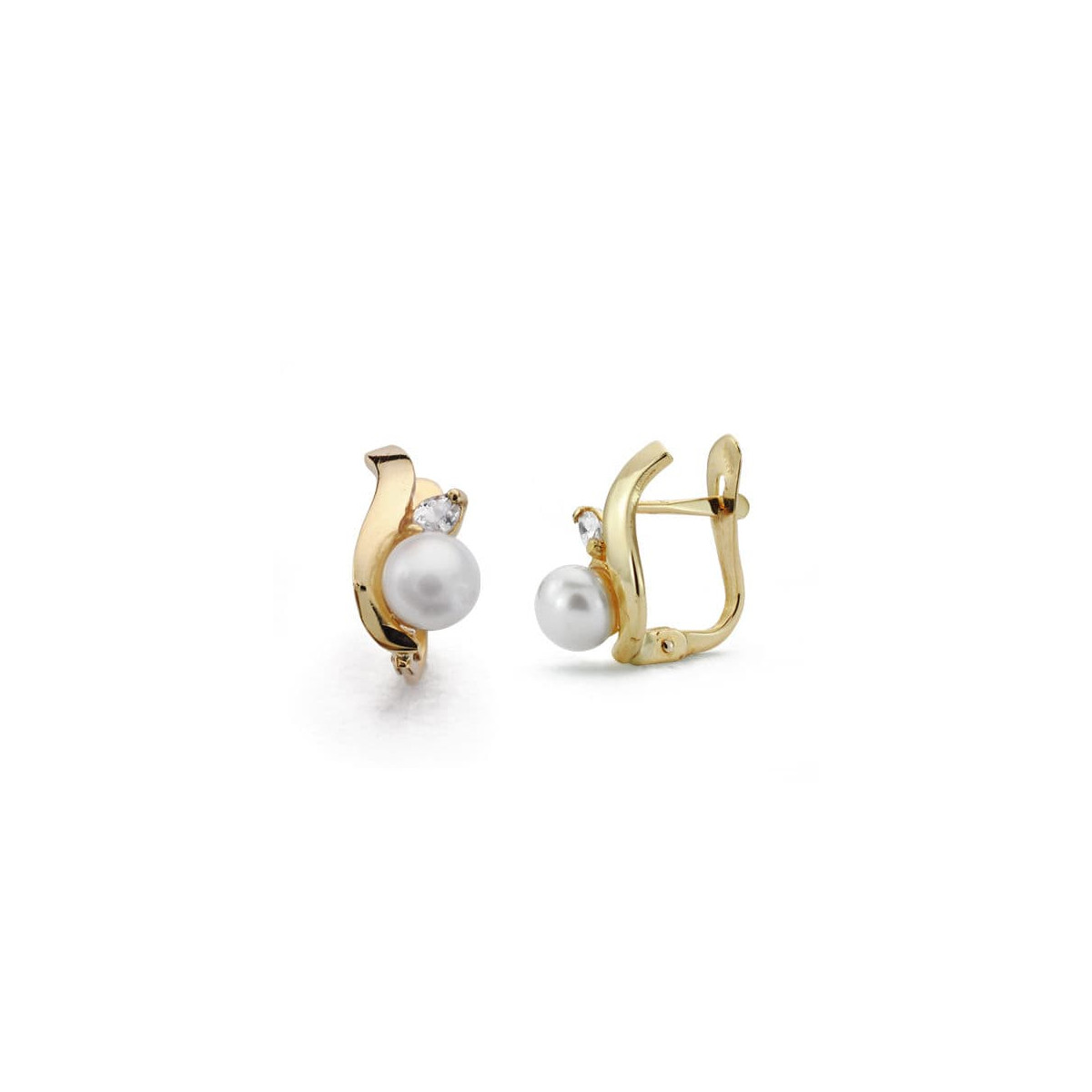 18K PENDIENTES ORO AMARILLO COMUNION PERLA 12X6 MM CIERRE CATALAN