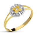 18K SORTIJA ORO BICOLOR MACIZA MOTIVO REDONDO CON FLOR Y CIRCONITAS. ANCHO: 8 MM 18K SORTIJA ORO BICOLOR MACIZA MOTIVO REDONDO CON FLOR Y CIRCONITAS. ANCHO: 8 MM