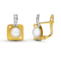 18K PENDIENTES ORO BICOLOR PERLA 12X8 MM CIERRE CATALAN 18K PENDIENTES ORO BICOLOR PERLA 12X8 MM CIERRE CATALAN