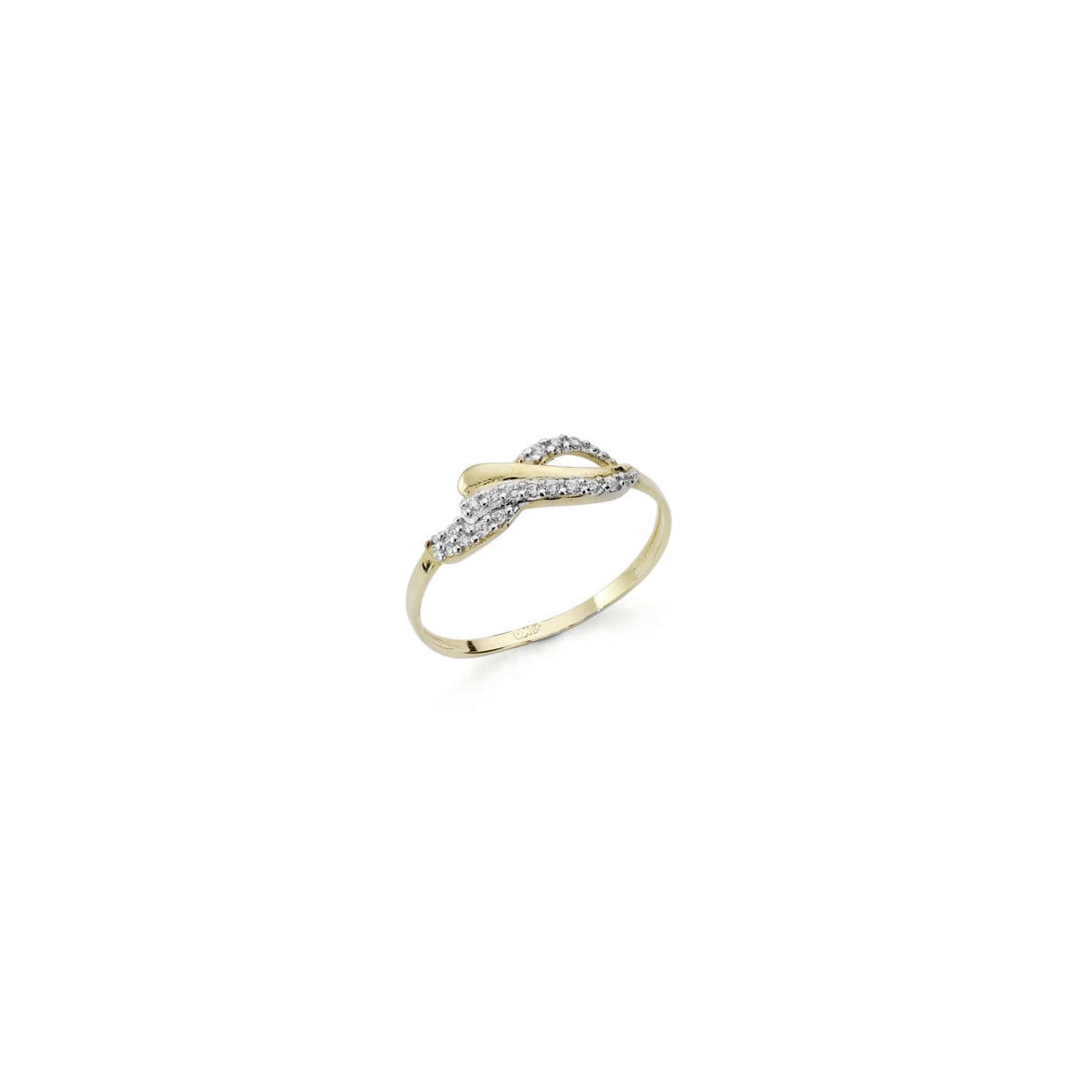 18K SORTIJA ORO BICOLOR LAZO CON CIRCONITAS. ANCHO: 5 MM