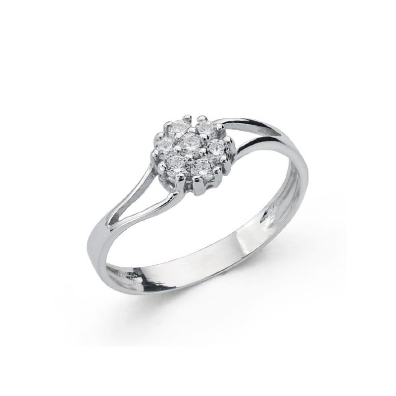 18K SORTIJA ORO BLANCO CUAJO CON CIRCONITAS. ANCHO: 5,5 MM