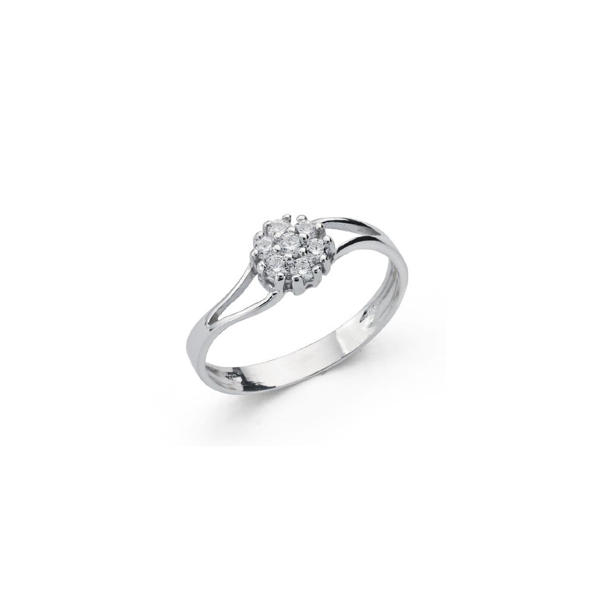 18K SORTIJA ORO BLANCO CUAJO CON CIRCONITAS. ANCHO: 5,5 MM