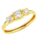 18K SORTIJA ORO AMARILLO CON TRES CIRCONITA DE 4 MM EN GARRAS 18K SORTIJA ORO AMARILLO CON TRES CIRCONITA DE 4 MM EN GARRAS