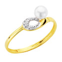18K SORTIJA ORO BICOLOR MOTIVO CALADO CON PERLA DE 4 MM Y CIRCONITAS. ANCHO: 6,5 MM 18K SORTIJA ORO BICOLOR MOTIVO CALADO CON PERLA DE 4 MM Y CIRCONITAS. ANCHO: 6,5 MM