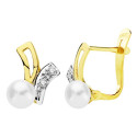 18K PENDIENTES BICOLOR PERLA 11X8 MM CIERRE CATALAN 18K PENDIENTES BICOLOR PERLA 11X8 MM CIERRE CATALAN