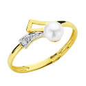 18K SORTIJA ORO BICOLOR MOTIVO CALADO CON PERLA DE 4 MM Y CIRCONITAS. ANCHO: 7,5 MM 18K SORTIJA ORO BICOLOR MOTIVO CALADO CON PERLA DE 4 MM Y CIRCONITAS. ANCHO: 7,5 MM