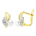 18K PENDIENTES BICOLOR PERLA 11X6 MM CIERRE CATALAN 18K PENDIENTES BICOLOR PERLA 11X6 MM CIERRE CATALAN