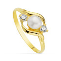 18K SORTIJA ORO AMARILLO MOTIVO CON PERLA 4,5MM Y CIRCONITAS. ANCHO: 8 MM 18K SORTIJA ORO AMARILLO MOTIVO CON PERLA 4,5MM Y CIRCONITAS. ANCHO: 8 MM