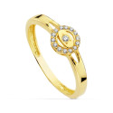 18K SORTIJA ORO AMARILLO CALADA MOTIVO REDONDO CON CIRCONITAS. ANCHO: 6 MM 18K SORTIJA ORO AMARILLO CALADA MOTIVO REDONDO CON CIRCONITAS. ANCHO: 6 MM