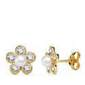 18K PENDIENTES ORO AMARILLO FLOR CIRCONITA 9X9 MM CIERRE PRESION 18K PENDIENTES ORO AMARILLO FLOR CIRCONITA 9X9 MM CIERRE PRESION