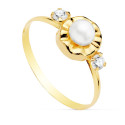 18K SORTIJA ORO AMARILLO CON CIRCONITAS Y PERLA DE 4 MM. ANCHO: 7 MM 18K SORTIJA ORO AMARILLO CON CIRCONITAS Y PERLA DE 4 MM. ANCHO: 7 MM
