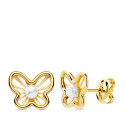18K PENDIENTES ORO AMARILLO MARIPOSAS 9X7 MM PERLAS 2.5 MM CIERRE PRESION 18K PENDIENTES ORO AMARILLO MARIPOSAS 9X7 MM PERLAS 2.5 MM CIERRE PRESION