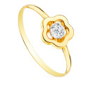 18K SORTIJA ORO AMARILLO COMUNION FLOR Y CIRCONITA 8X8 MM. ANCHO CUERPO: 1 MM 18K SORTIJA ORO AMARILLO COMUNION FLOR Y CIRCONITA 8X8 MM. ANCHO CUERPO: 1 MM