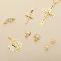 18K MEDALLA ORO AMARILLO FLOR CON VIRGEN NIÑA NACAR 18X17 MM