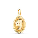 18K MEDALLA ORO AMARILLO OVAL VIRGEN NIÑA CON BORDE BISELADO. 19X12 MM 18K MEDALLA ORO AMARILLO OVAL VIRGEN NIÑA CON BORDE BISELADO. 19X12 MM