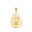 18K MEDALLA ORO AMARILLO VIRGEN NIÑA LAGRIMA CON NACAR Y CIRCONITA 15X12 MM 18K MEDALLA ORO AMARILLO VIRGEN NIÑA LAGRIMA CON NACAR Y CIRCONITA 15X12 MM