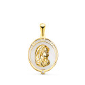 18K MEDALLA ORO AMARILLO VIRGEN NIÑA OVAL CON NACAR BLANCO Y CIRCONITA. MEDIDA: 17X13 MM 18K MEDALLA ORO AMARILLO VIRGEN NIÑA OVAL CON NACAR BLANCO Y CIRCONITA. MEDIDA: 17X13 MM
