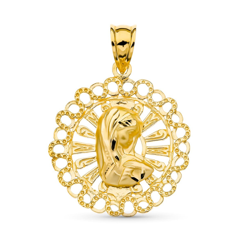 18K MEDALLA ORO AMARILLO VIRGEN NIÑA 24 MM